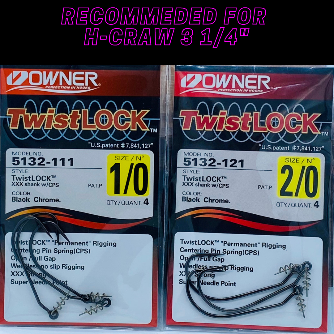 RECOMMENDED HOOKS FOR H-CRAW 3 1/4"